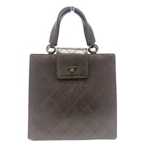 CHANEL Matelasse Turn lock Handbag Bag Backpack Hand Bag Calfskin Brown